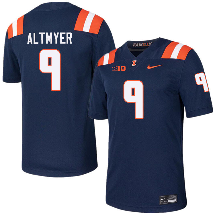 #9 Luke Altmyer Illinois Fighting Illini Football Jersey,Uniforms-Navy